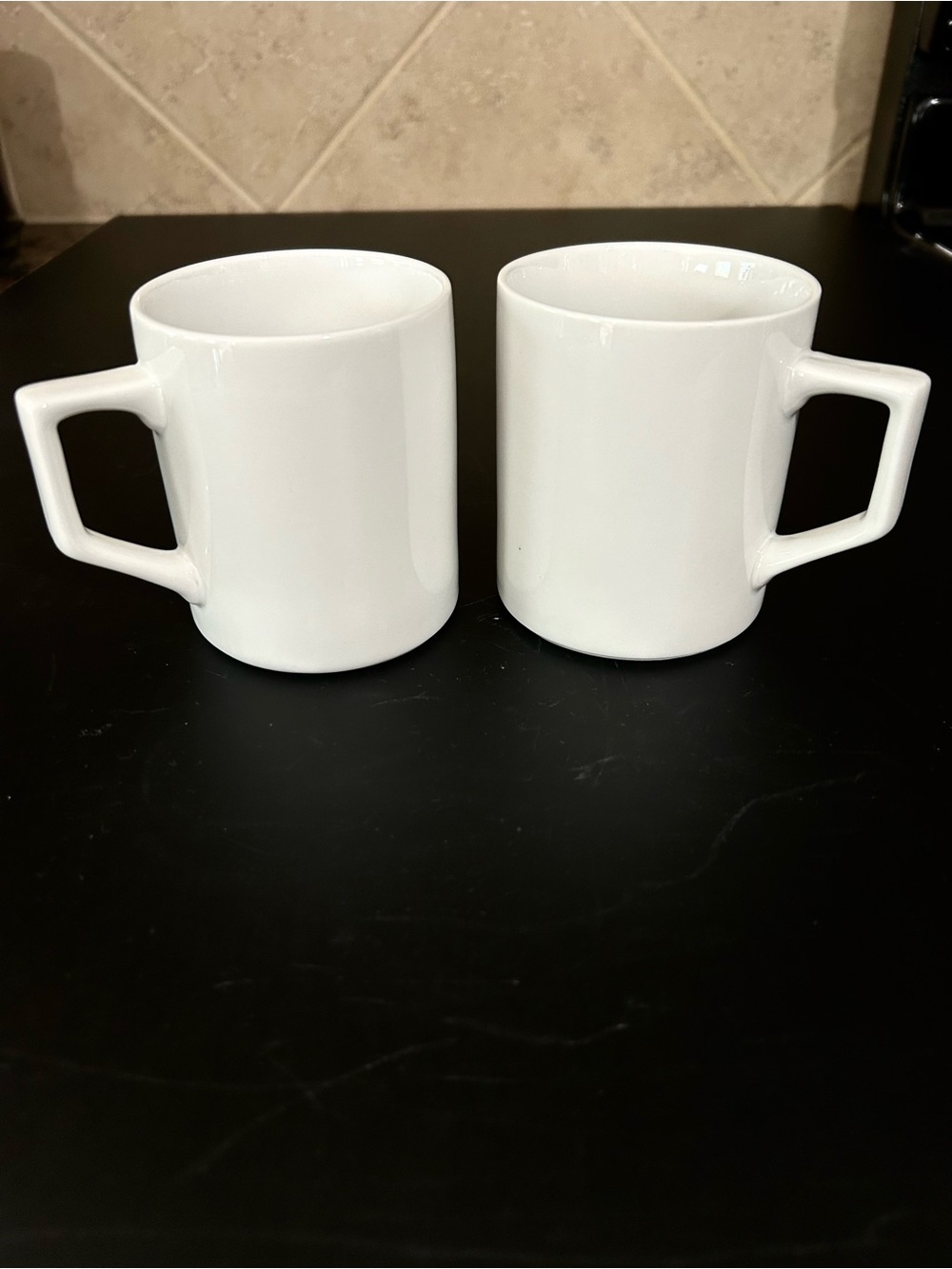 Set of 2 Classic White Ceramic Mugs